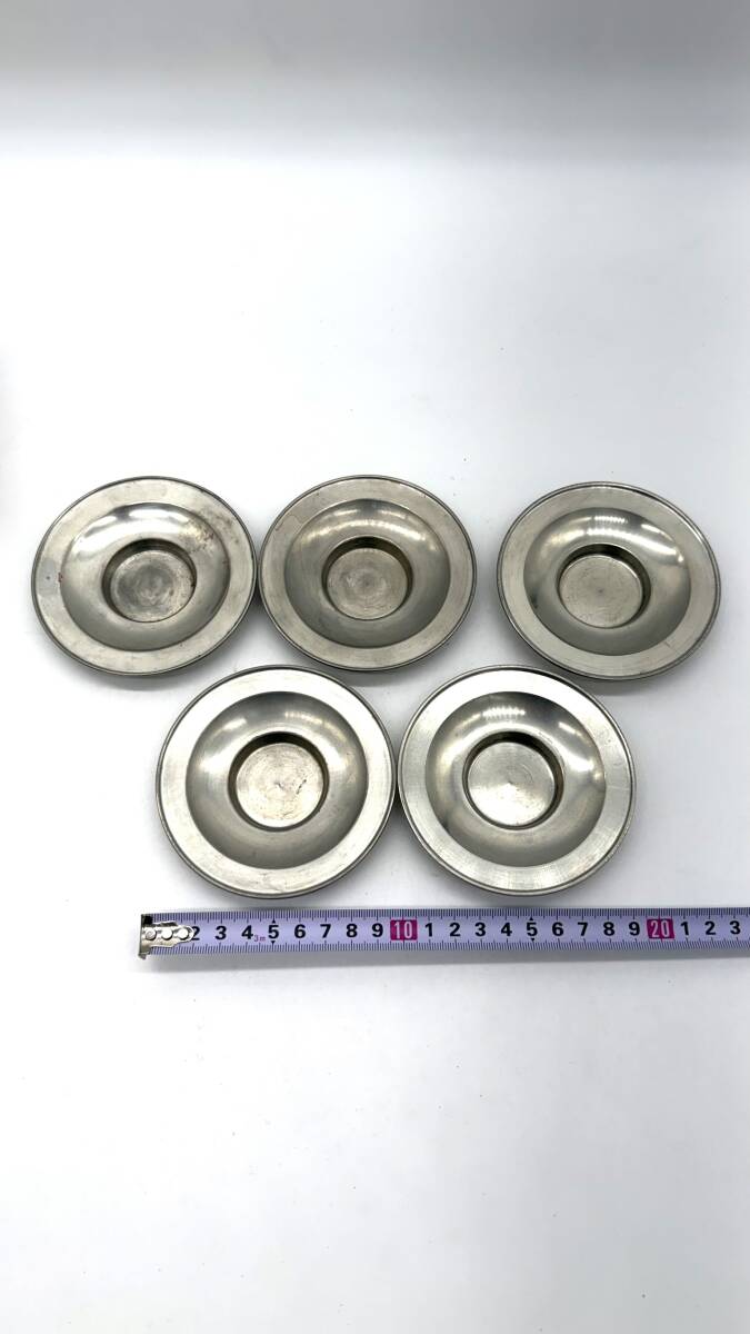 乾茂號造 茶托 錫製 茶器 中国 骨董