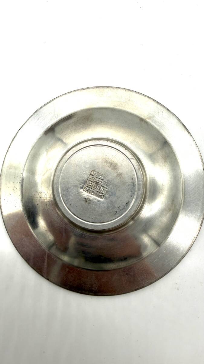 乾茂號造 茶托 錫製 茶器 中国 骨董